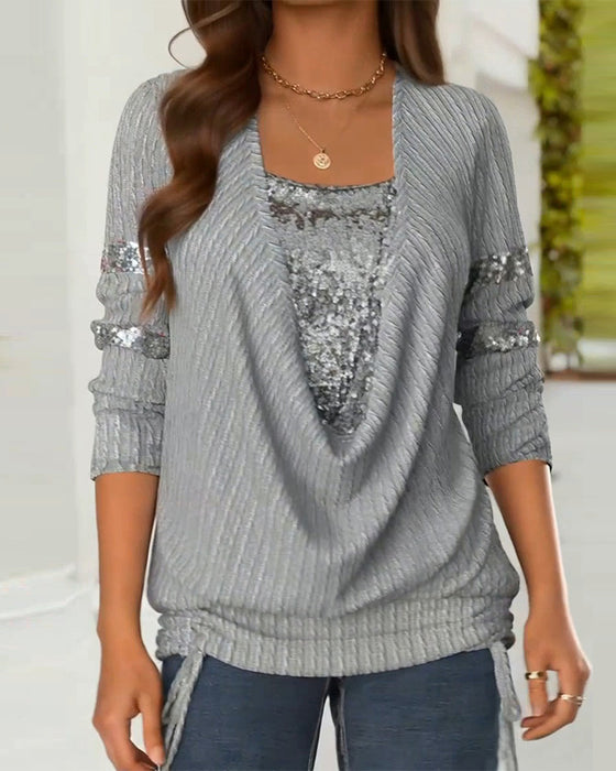 Sweatshirt lässiges Pailletten-Design