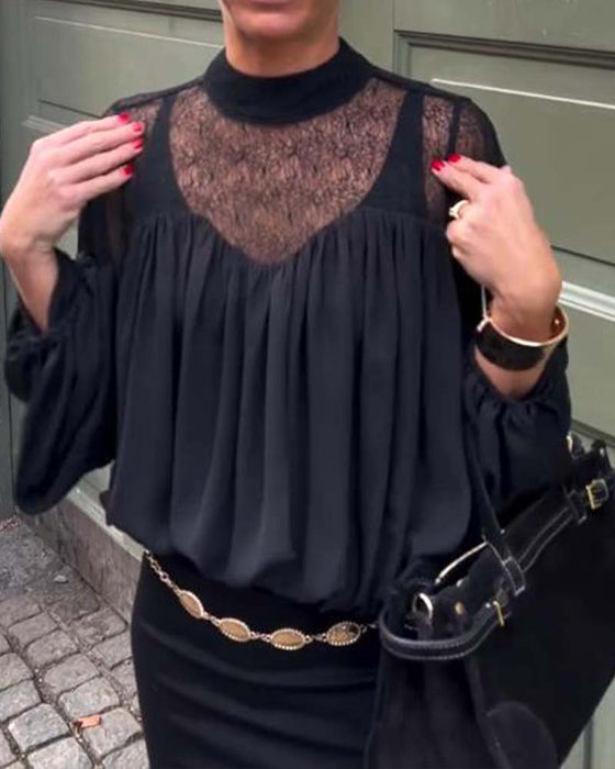 Bluse Mit Lockerer Passform, Fledermausärmel-Design Und Eleganter Stimmung