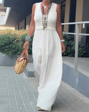 Kleid Einfarbig U-Ausschnitt