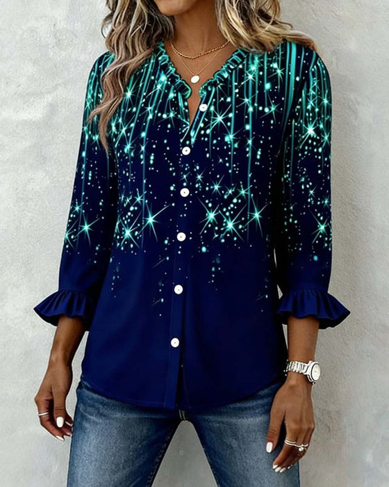 Hemd Rüschenbesatz Druck Knöpfen