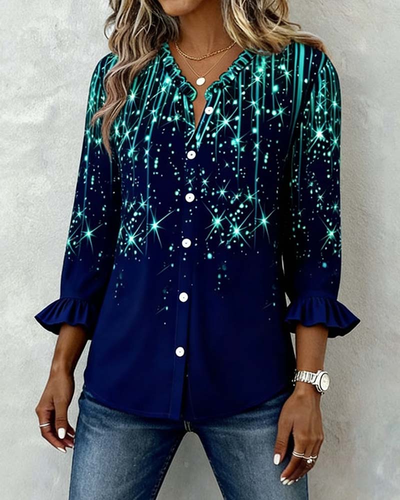 Hemd Rüschenbesatz Druck Knöpfen