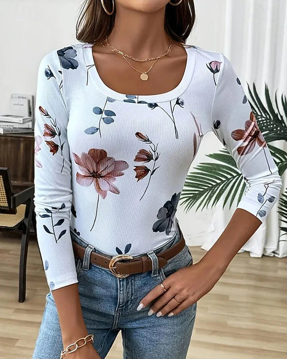 T-Shirt Mit Blumigen Mustern Und Vielseitigem Design
