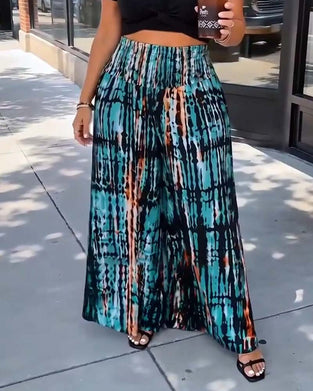 Hose Tie-Dye Druck Hohe Taille Weites Bein Lang
