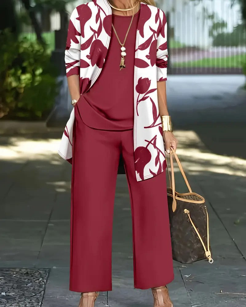 Set Layered-Top Breitbein-Hose Dreiteilig