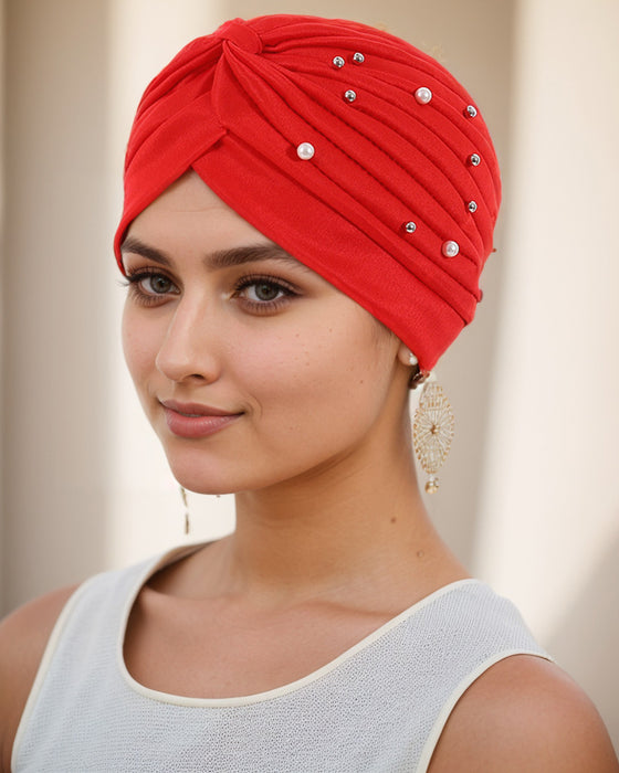 Hut Perle Plissiert Vorgebunden Turban