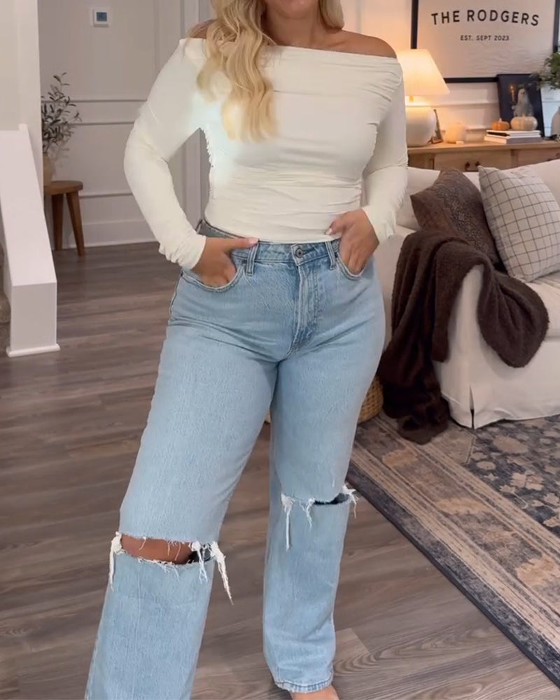 Top Ein Schulter Slim Fit Und Vielseitig