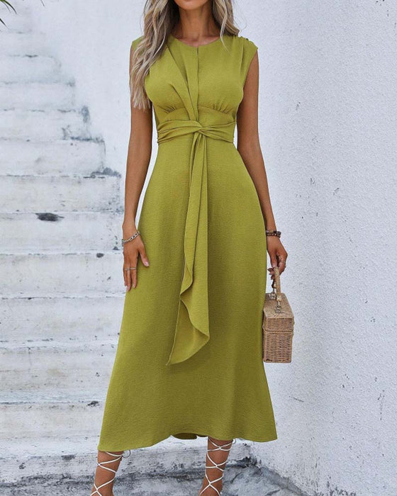 Kleid Einfarbig Tailliert Bindung