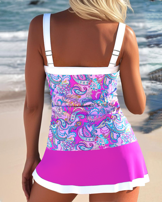 Tankini Trägerlos Bedruckter Saum