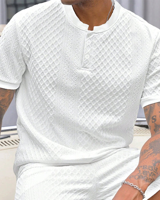 T-Shirt Herren Jacquard Stehkragen