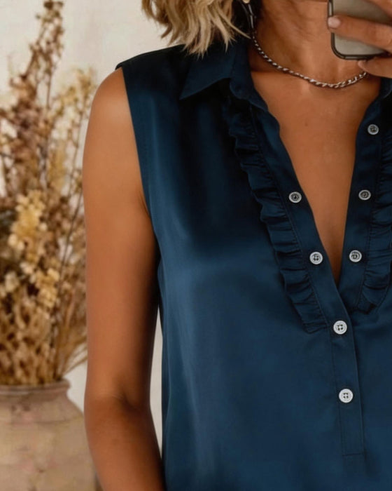 Tank Top Jakkeslag Knapp Foran Solid