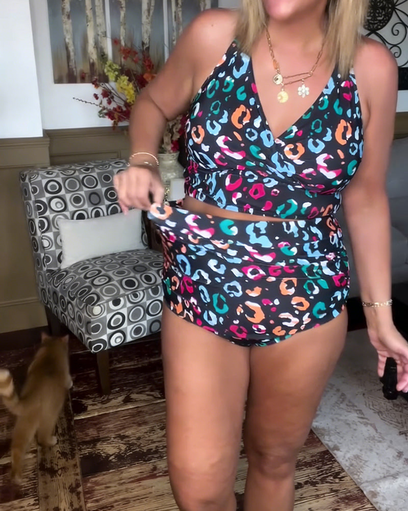 Bikini High Waist geteilt bedruckt