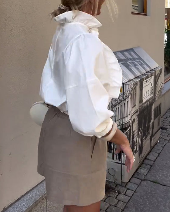 Bluse Elegant Rüschen Puffärmel