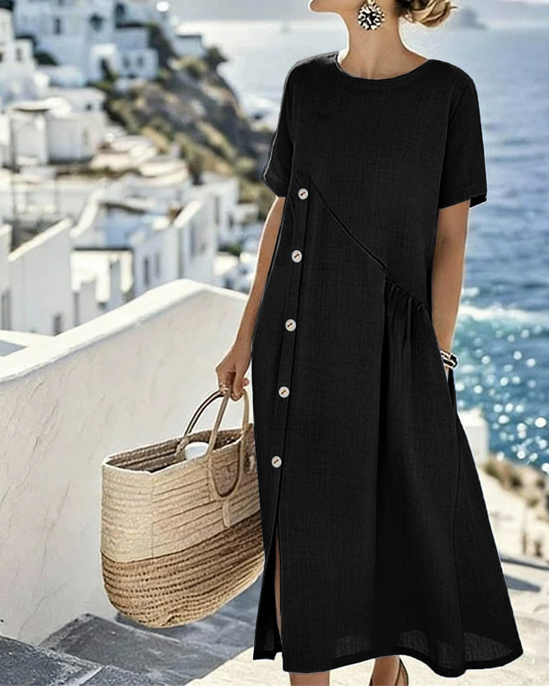 Kleid Knopf Dekor Lässig