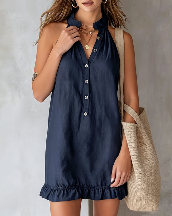 Kleid Ärmellos Elegant V-Ausschnitt