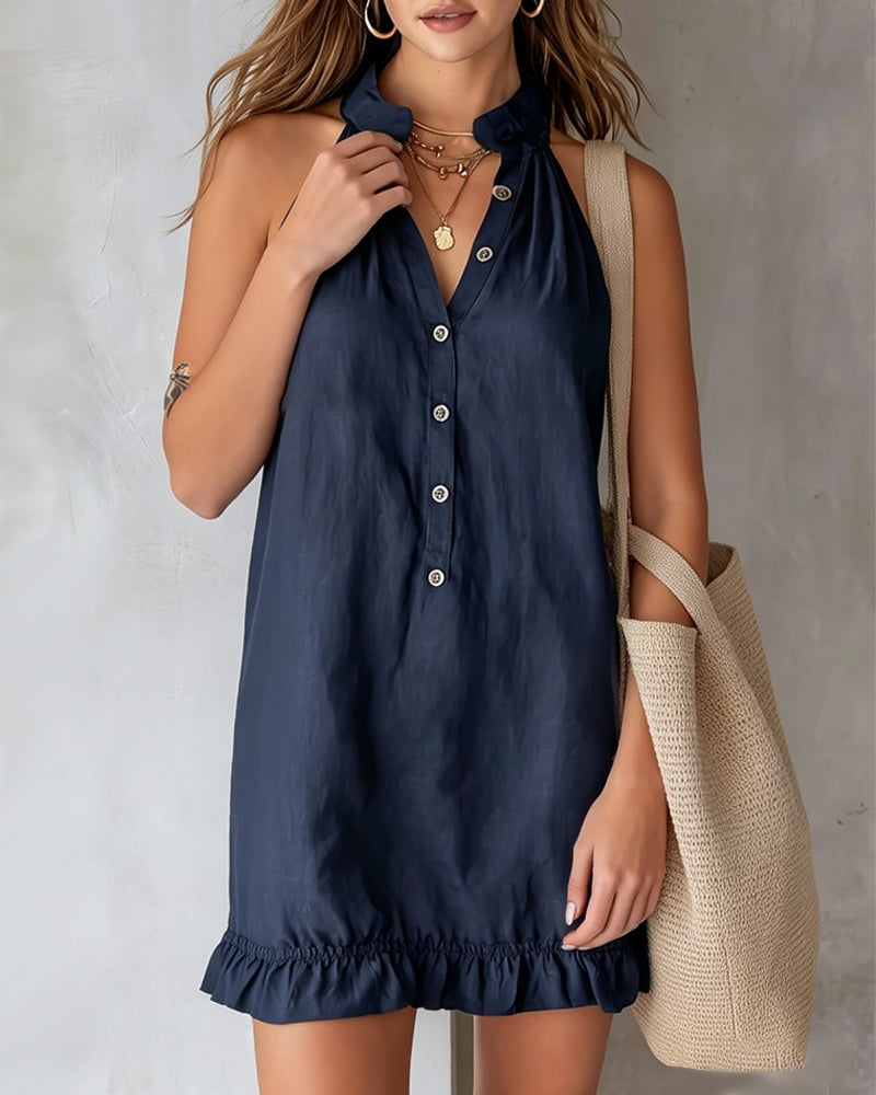 Kleid Ärmellos Elegant V-Ausschnitt