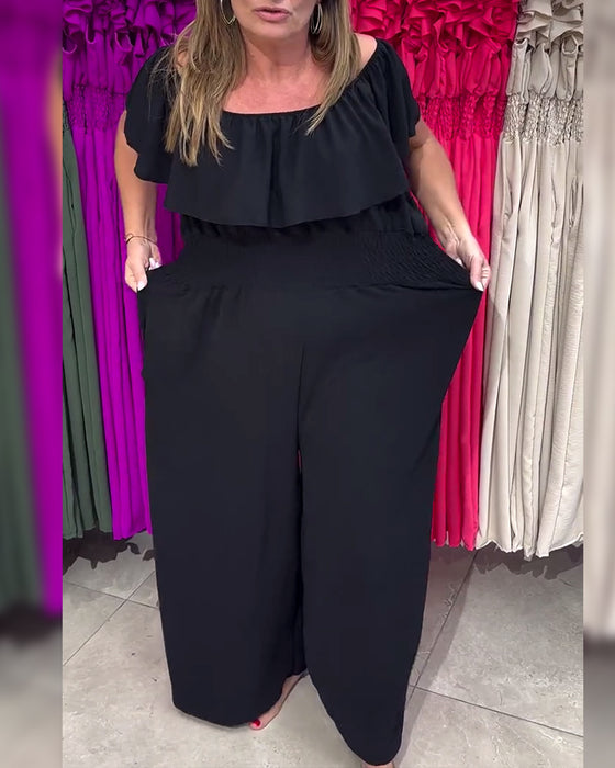 Raffelter Ein-Schulter Modischer Jumpsuit