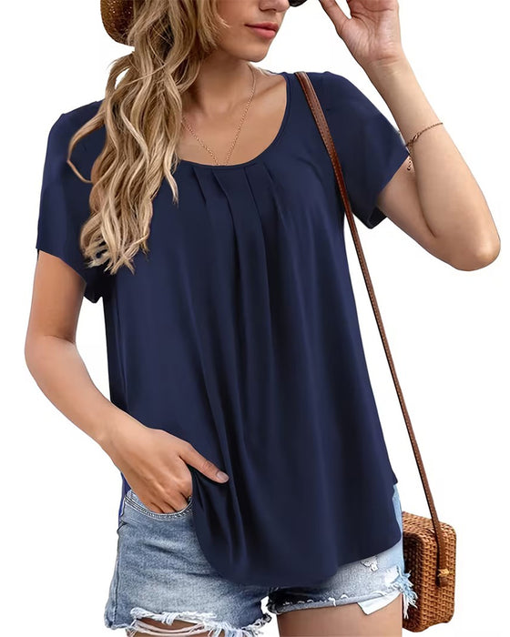 T-Shirt Plissiert Lässig Kurzarm