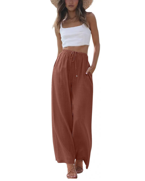 Hose Loose Fit Lässig Kordelzug Weit Bein