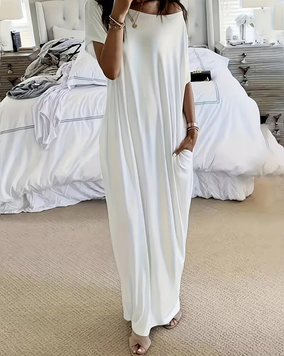 Kleid Unifarben Lang Casual