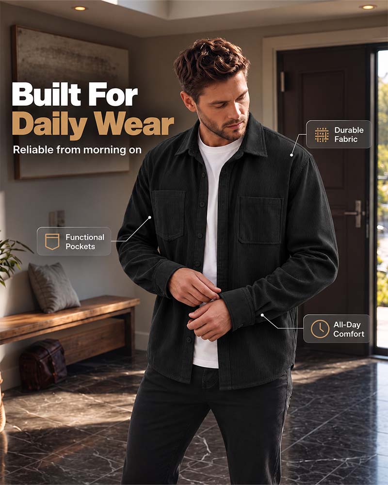 👔 Herren Lässige Cordhemdjacke – Klassische Textur Trifft Alltagskomfort