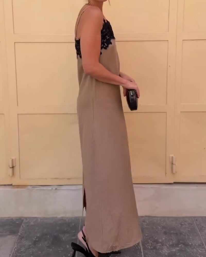Kleid Spaghettiträger Spitze Flickwerk