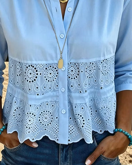 Bluse Ausschnitt Flickenwerk Revers