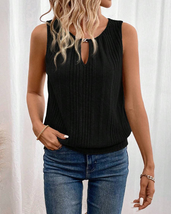 Tanktop Mit Quadratischem Halsausschnitt und Texturiertem Design