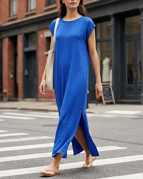 Kleid Midi Länge Schlitz Locker