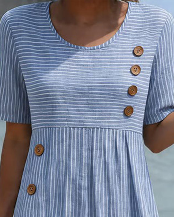 Kleid Nadelstreifen Holzknopf