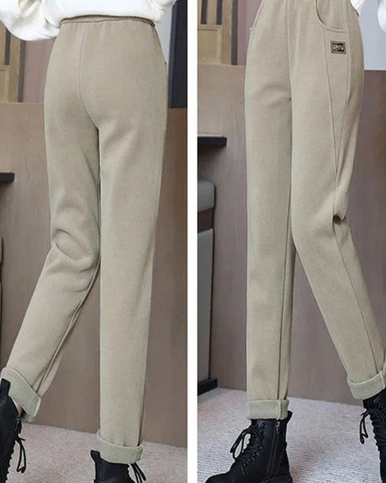 Warme Hochtaillierte Hose mit Wollfutter