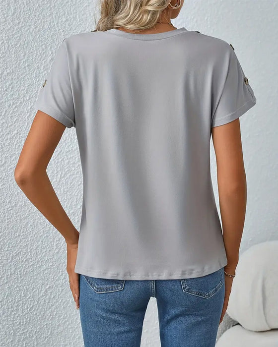 T-Shirt Rundhalsausschnitt Leopardenmuster Farbblock