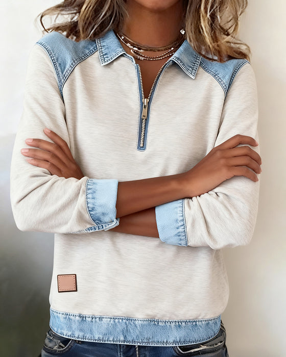 Oberteil Revers Denim Patchwork