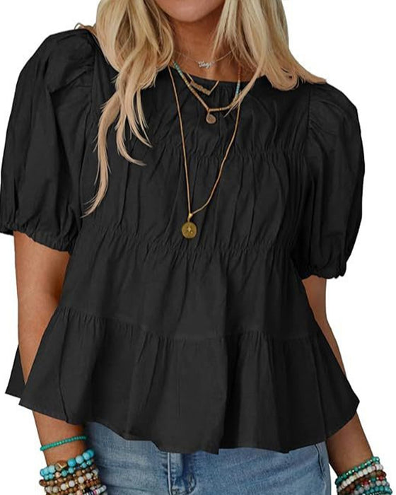 Bluse Puffärmel Loose Fit Rüschen