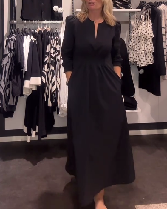A-Linien-Kleid Mit Puffärmeln Und Tailliertem Schnitt