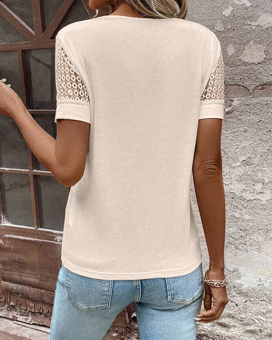 T-Shirt V-Ausschnitt Spitze
