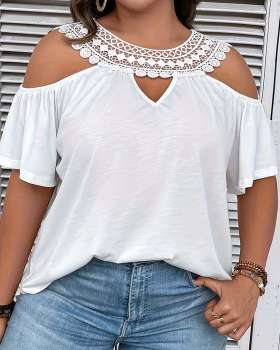 Bluse Cold Shoulder Gerüschte Ärmel