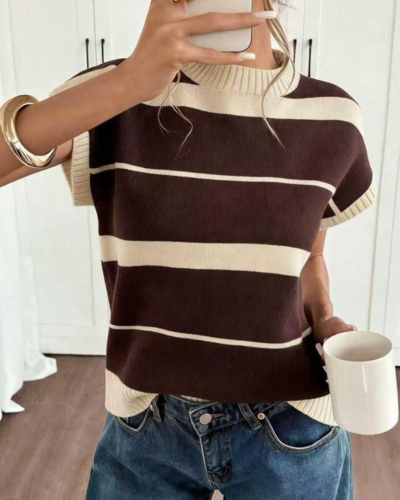 Pullover Kurzarm Gestreift