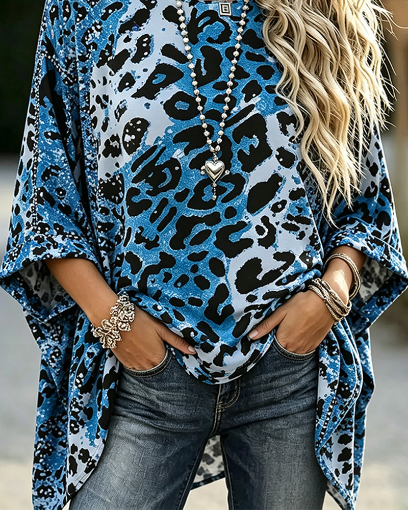 Bluse Ombre Leopard Rundhals