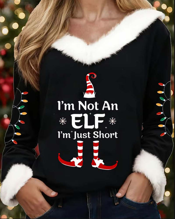 Modisches bedrucktes Top mit Pelzkragen