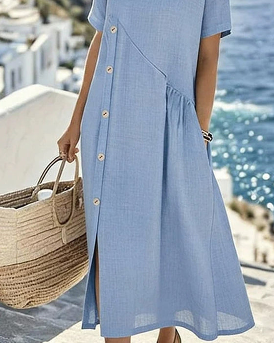 Kleid Knopf Dekor Lässig