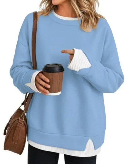 Sweatshirt Gefälscht Geschichtet Locker Langarm