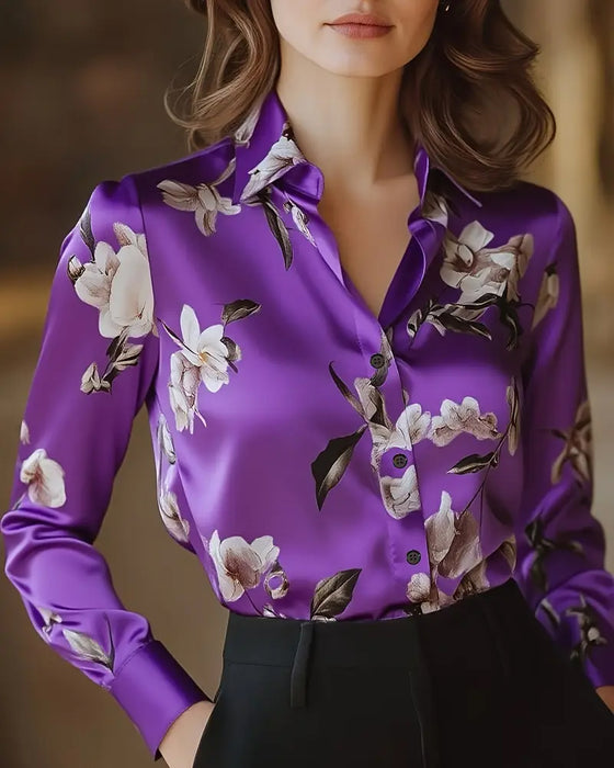 Hemd Retro Stil Blumenprint