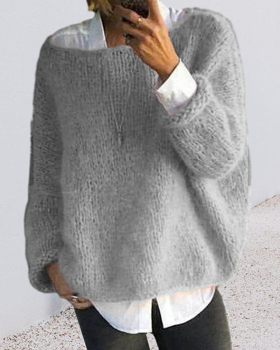 Runder Nackenfarbpullover