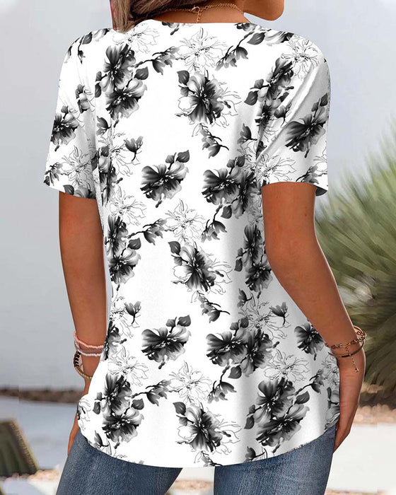 Bluse Blumenmuster Kurzärmlig