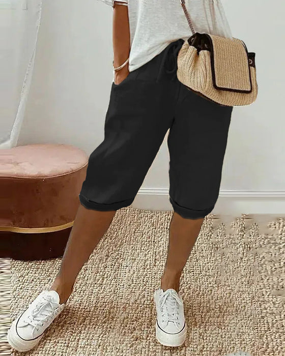 Bequeme Hose mit einfarbigem Kordelzug