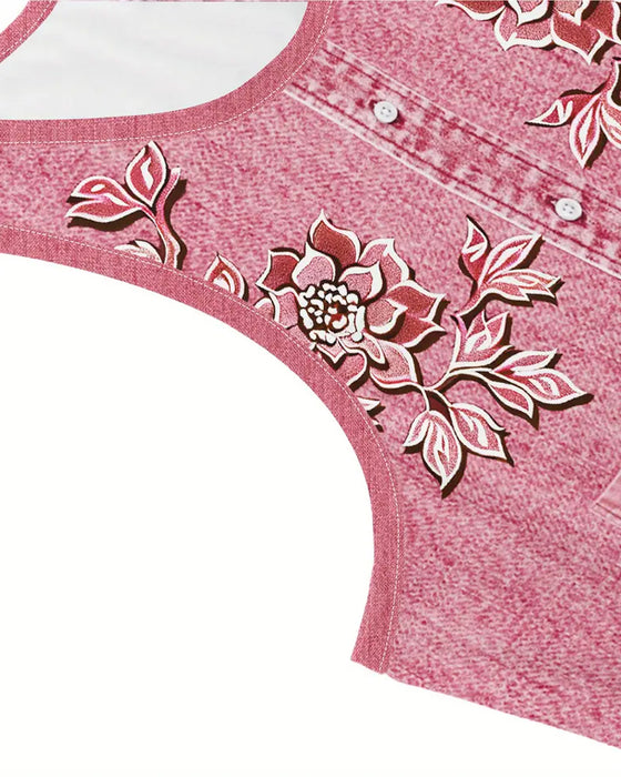 Kleid Ärmellos Imitat Denim