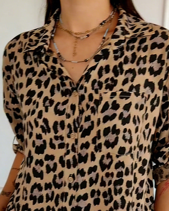 Leopardenmuster Modeblusen