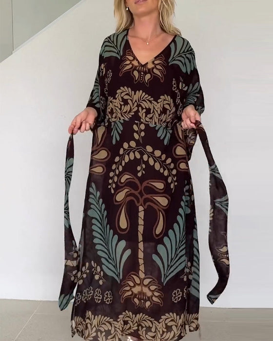 Kleid Boho V-Ausschnitt Weit