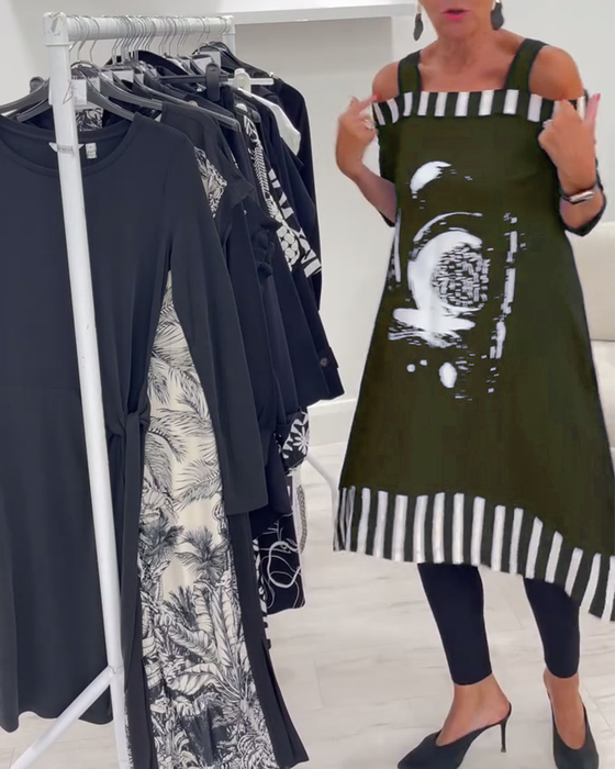Kleid Off-Shoulder Unregelmäßig Lockere Druck