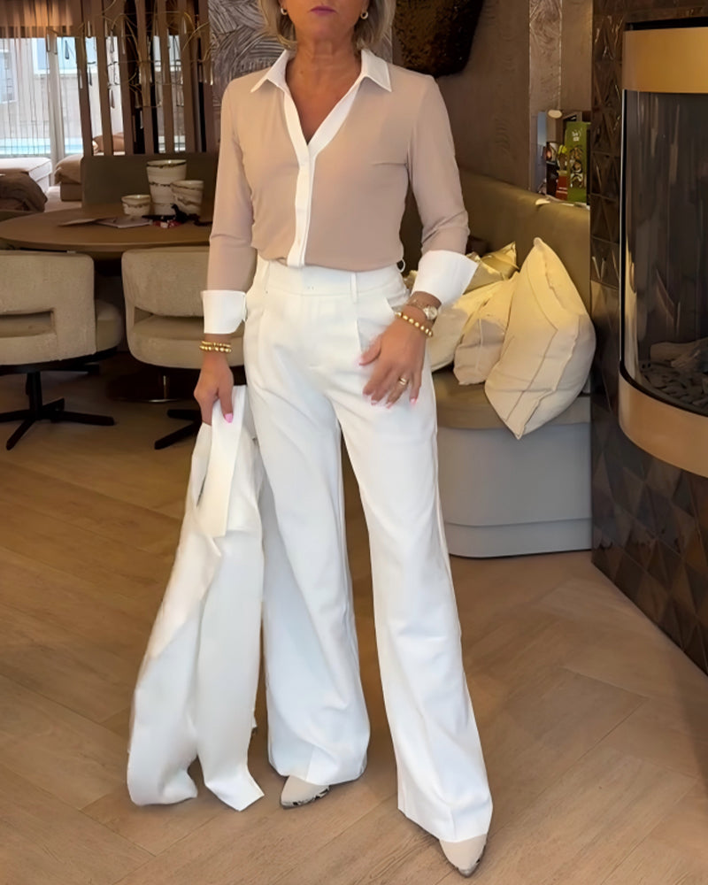 Hemd Kontrast Paneel Langarm